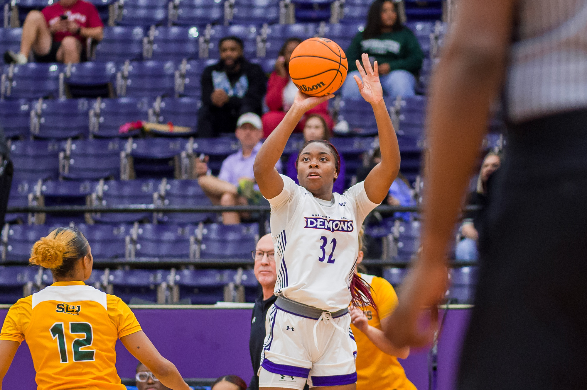 Women’s college basketball: Atamah’s monster double-double lifts Lady Demons past SLU