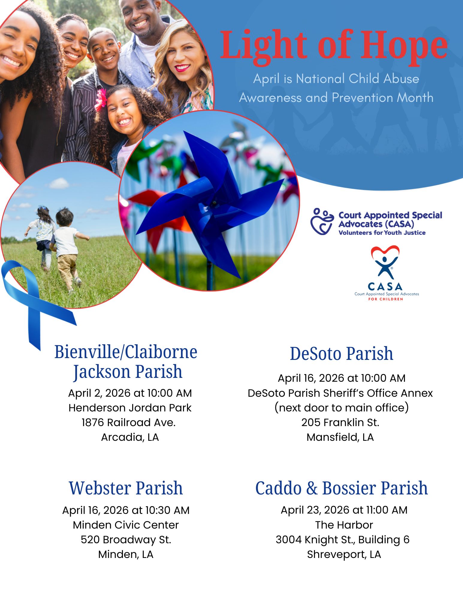 Volunteers for Youth Justice Hosts CASA Light of Hope Ceremonies Across Northwest Louisiana