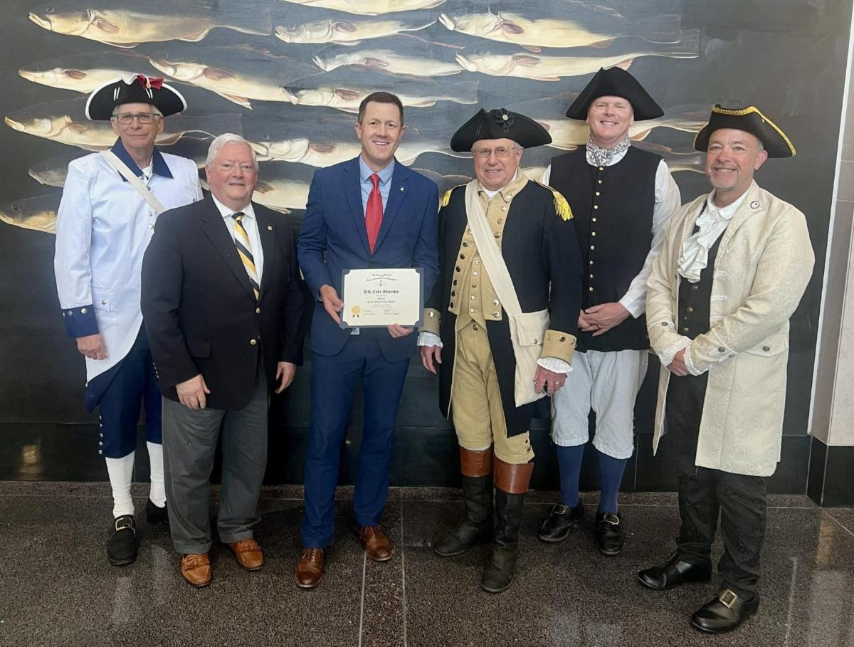 LOUISIANA SOCIETY SAR HONORS STATE SUPERINTENDENT DR. CADE BRUMLEY WITH SILVER GOOD CITIZENSHIP AWARD